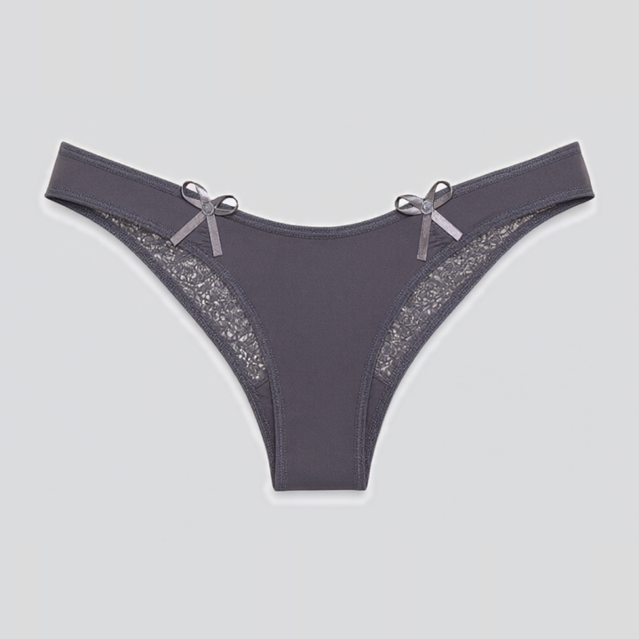 Tanga de microfibra con lazos Penélope - Negro