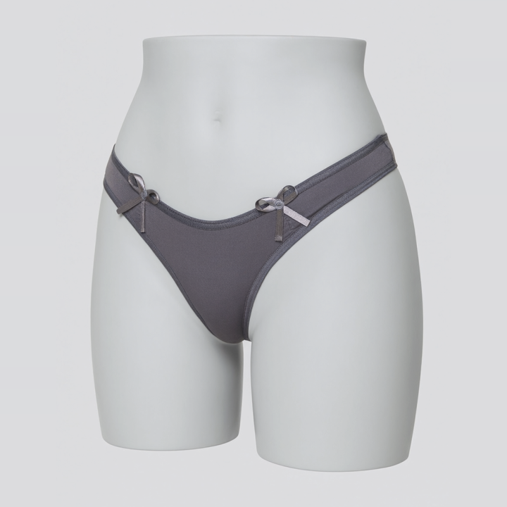 Tanga de microfibra con lazos Penélope - Negro