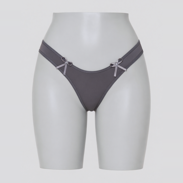 Tanga de microfibra con lazos Penélope - Negro