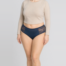 Conjunto plus size con sujetador y hot pant Galatea - Azul Medianoche