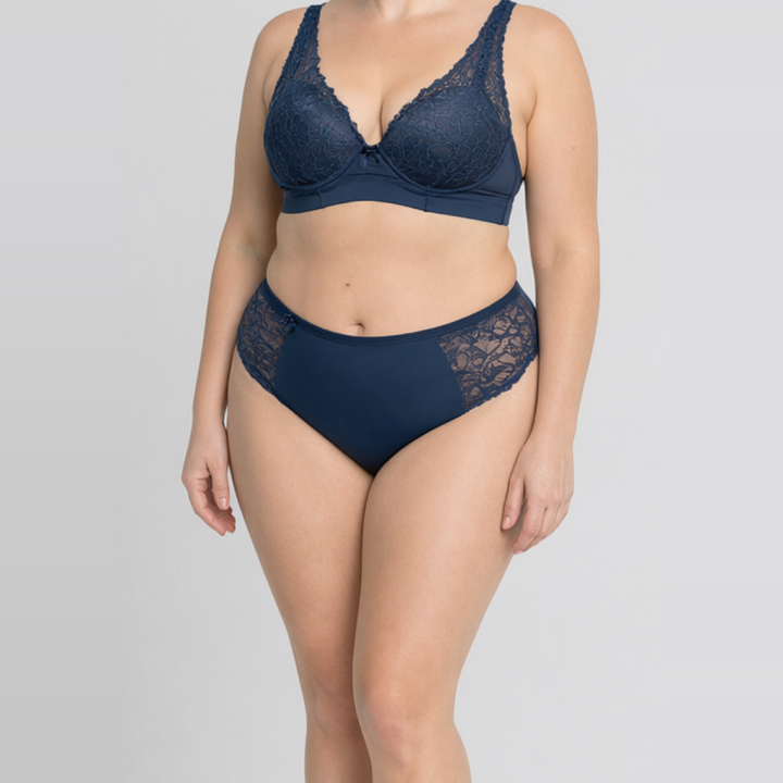 Conjunto plus size con sujetador y hot pant Galatea - Azul Medianoche