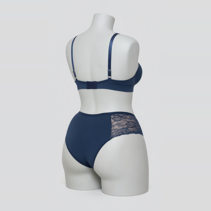 Conjunto plus size con sujetador y hot pant Galatea - Azul Medianoche