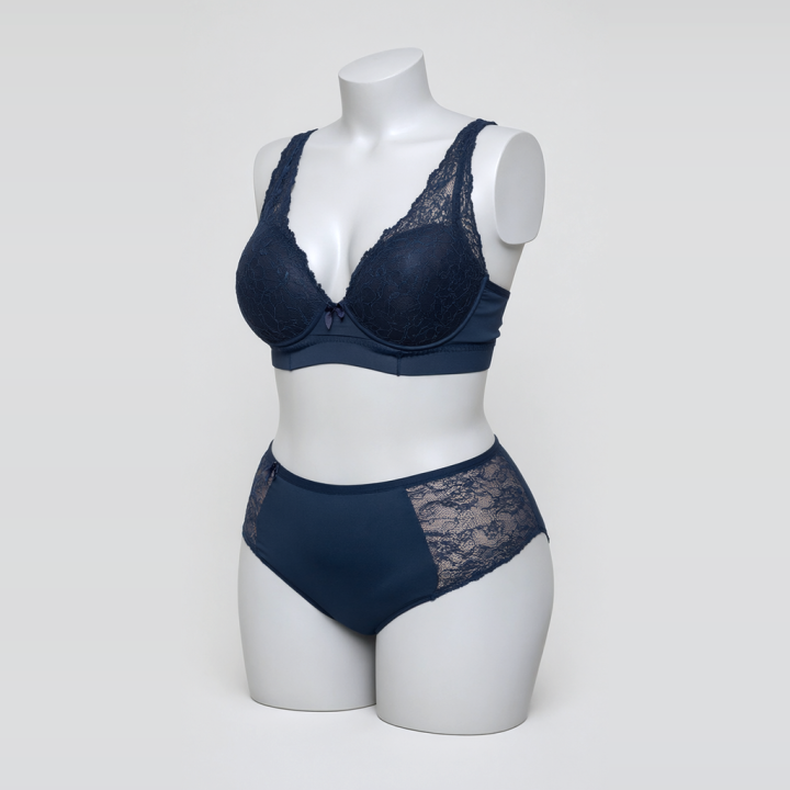 Conjunto plus size con sujetador y hot pant Galatea - Azul Medianoche