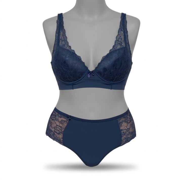 Conjunto plus size con sujetador y hot pant Galatea - Azul Medianoche