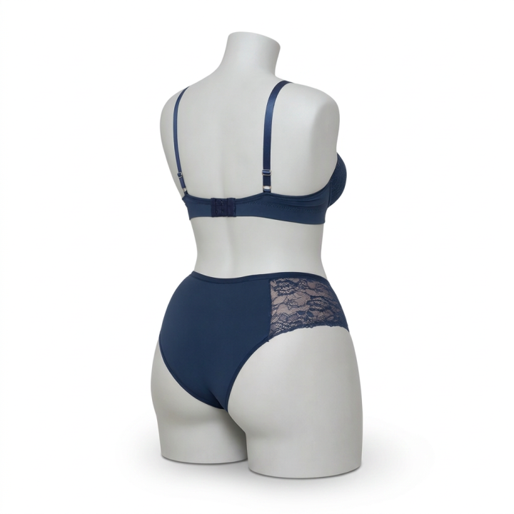 Conjunto plus size con sujetador y hot pant Galatea - Azul Medianoche