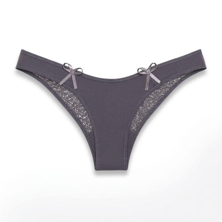 Tanga de microfibra con lazos Penélope - Negro