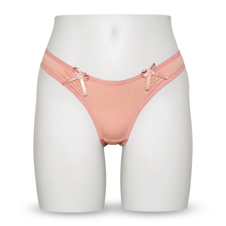Tanga de microfibra con lazos Penélope - Rosa Pastel