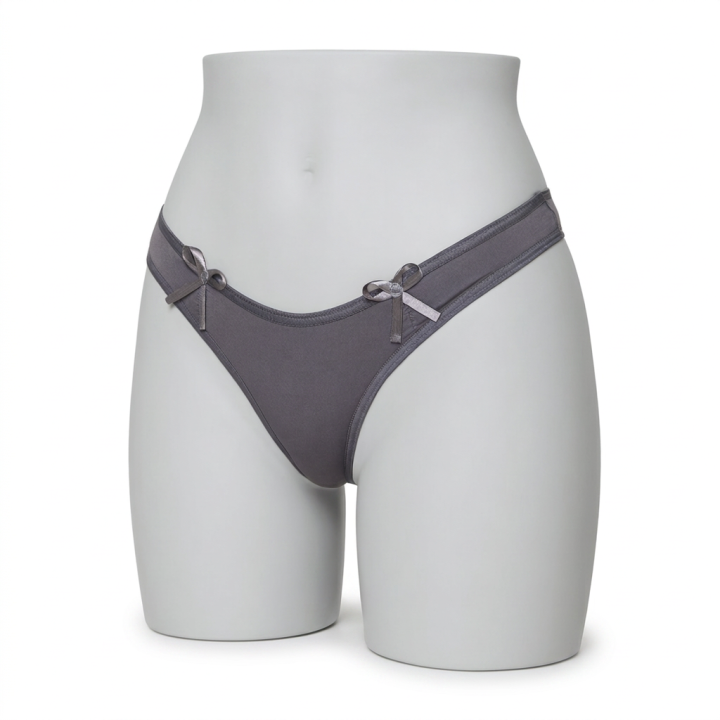 Tanga de microfibra con lazos Penélope - Negro