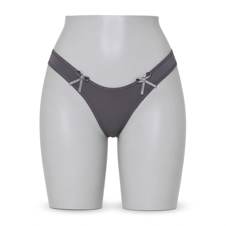 Tanga de microfibra con lazos Penélope - Negro