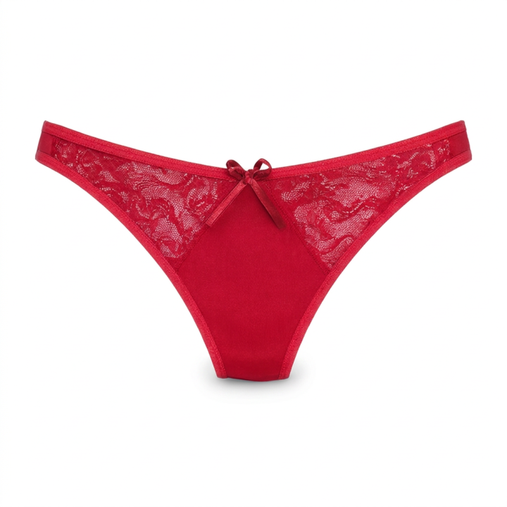 Tanga con encaje Vivienne - Rojo Rubí