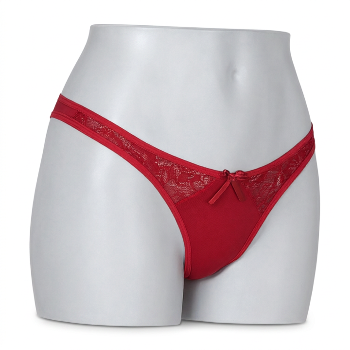 Tanga con encaje Vivienne - Rojo Rubí