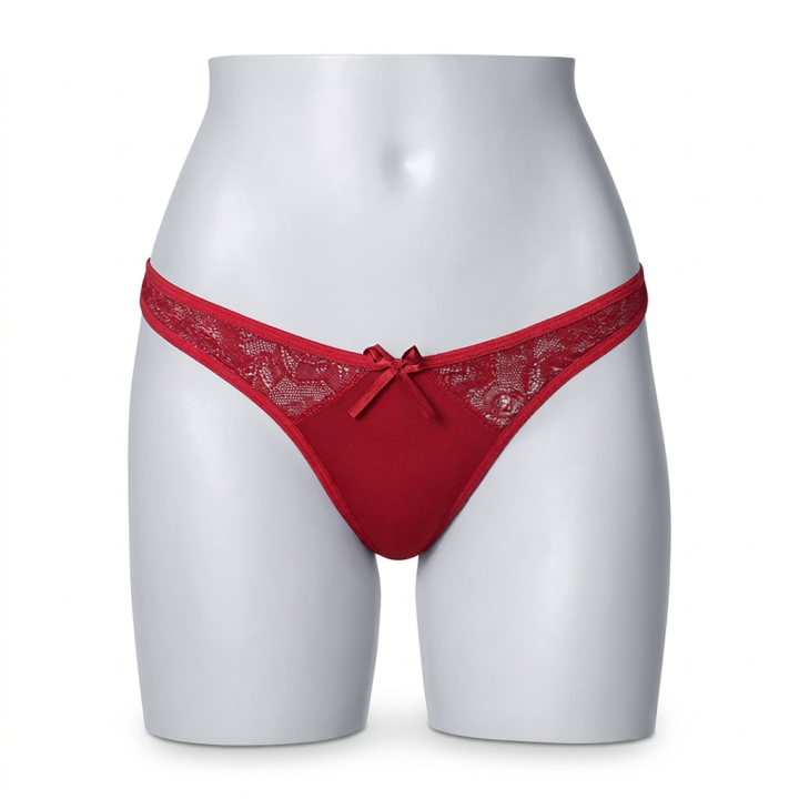 Tanga con encaje Vivienne - Rojo Rubí
