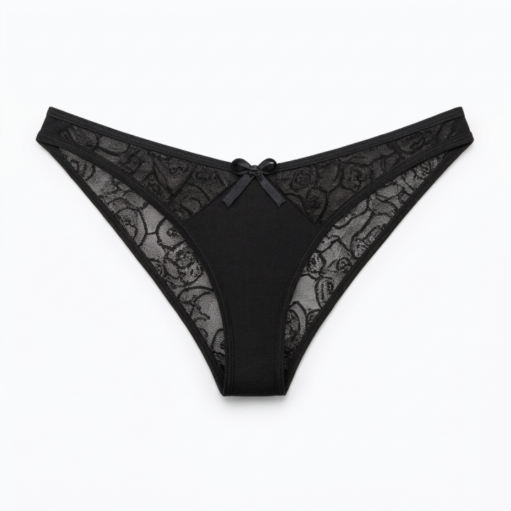 Tanga con encaje Vivienne - Negro