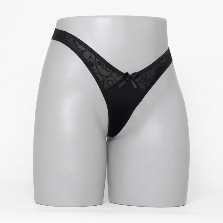 Tanga con encaje Vivienne - Negro