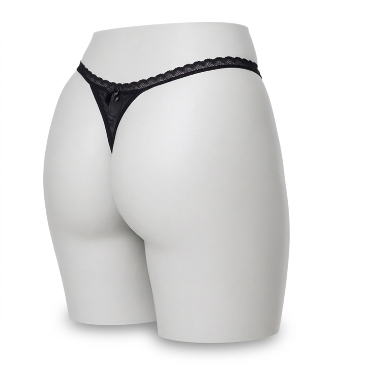 Tanga encaje lateral fino Celeste - Negro