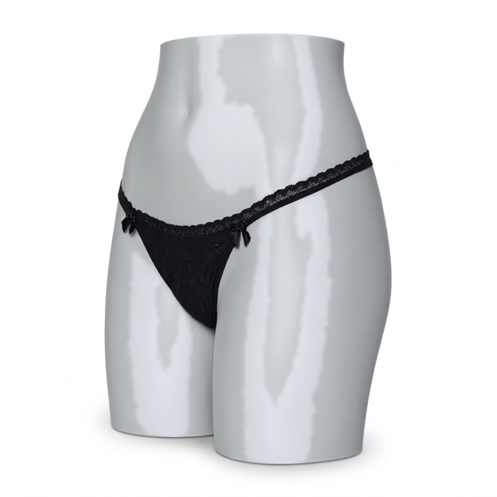 Tanga encaje lateral fino Celeste - Negro