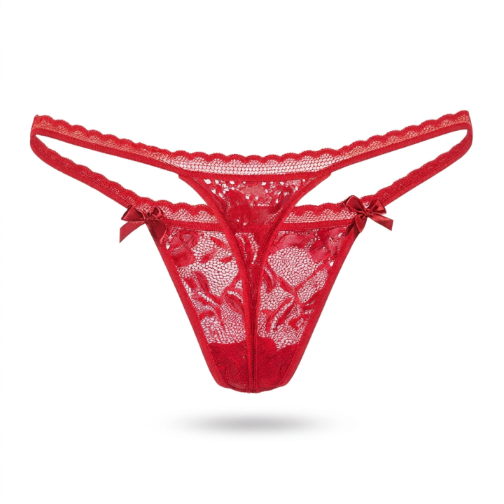 Tanga encaje lateral fino Celeste - Rojo Rubí