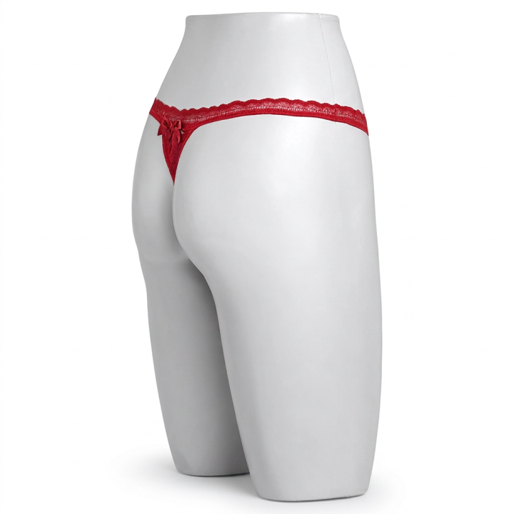 Tanga encaje lateral fino Celeste - Rojo Rubí