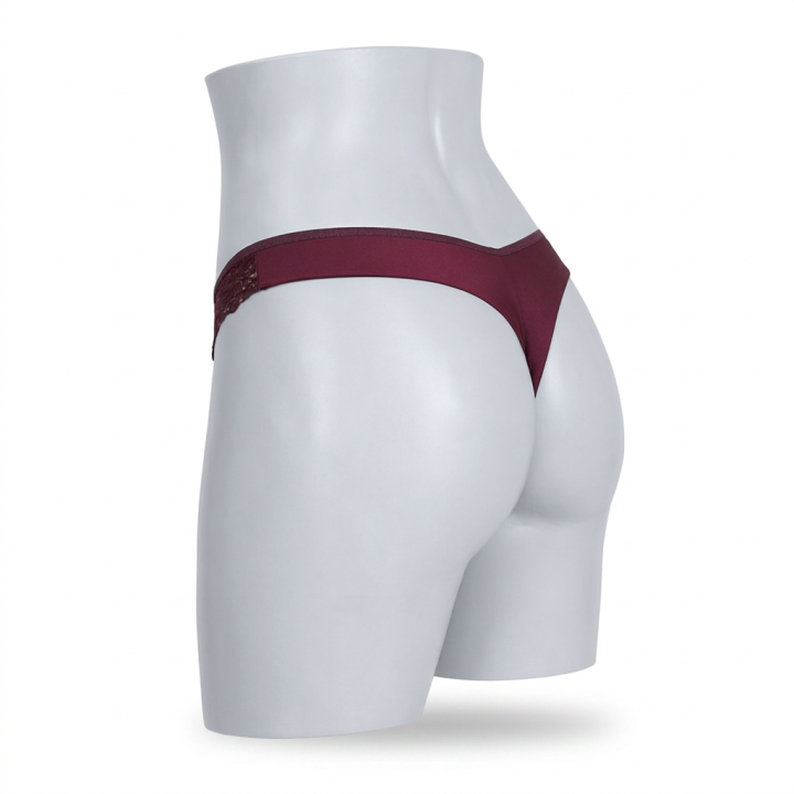 Tanga con detalles de encaje Valencia - Rojo Rubí