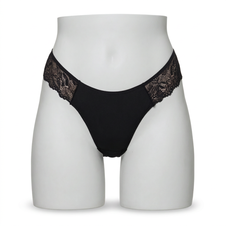 Tanga con lateral en encaje Cassia - Negro