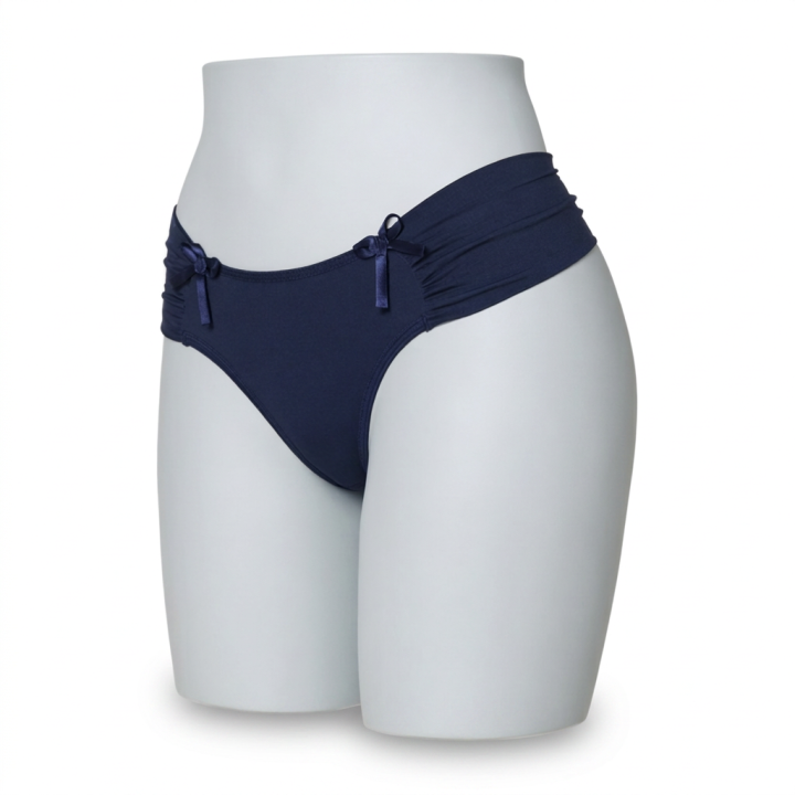 Braga con lateral ancho fruncido Valentina - Azul Medianoche