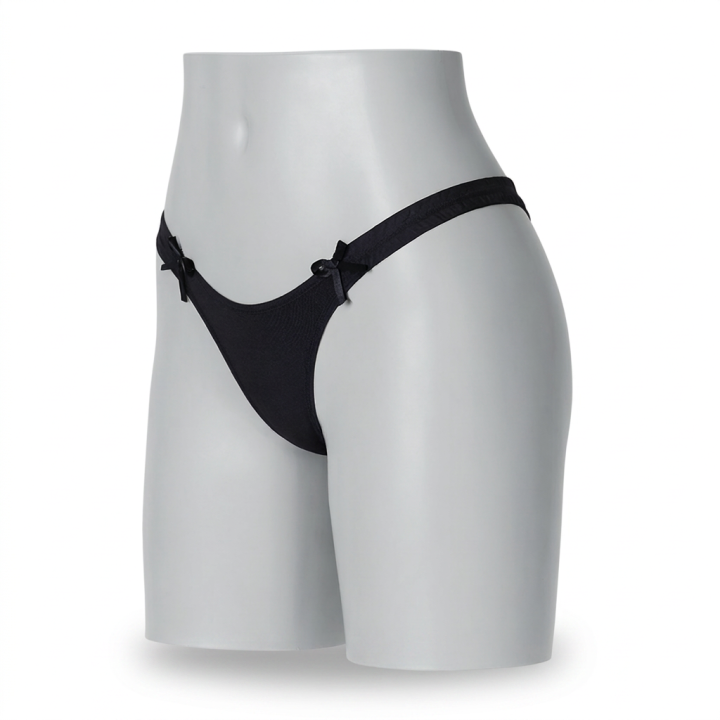 Tanga con cintura fruncida Alessandra - Negro