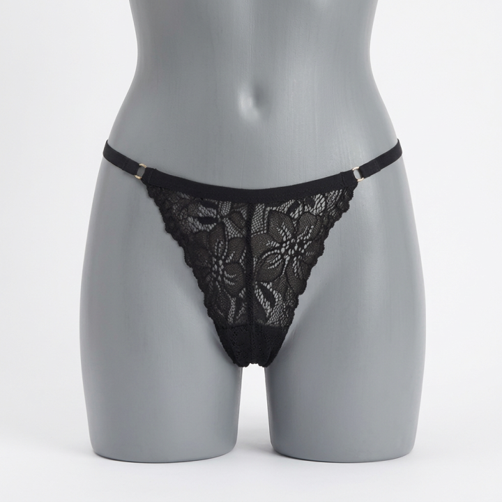 Tanga de encaje con adorno  Lavinia - Negro