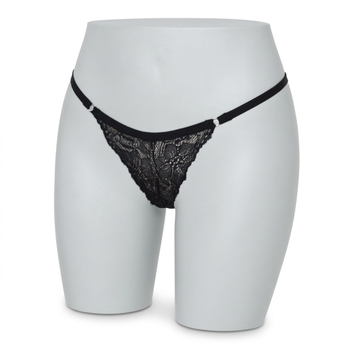 Tanga de encaje con adorno  Lavinia - Negro