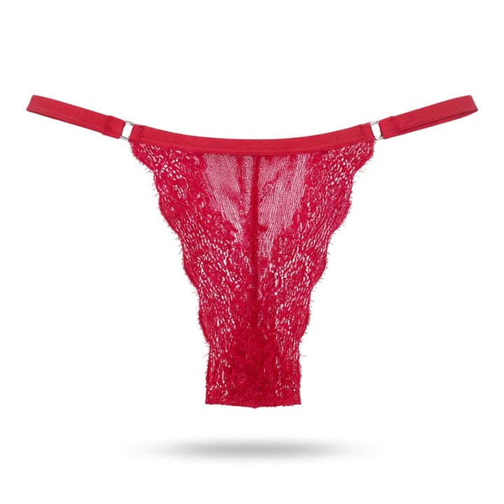 Tanga de encaje con adorno  Lavinia - Rojo Rubí