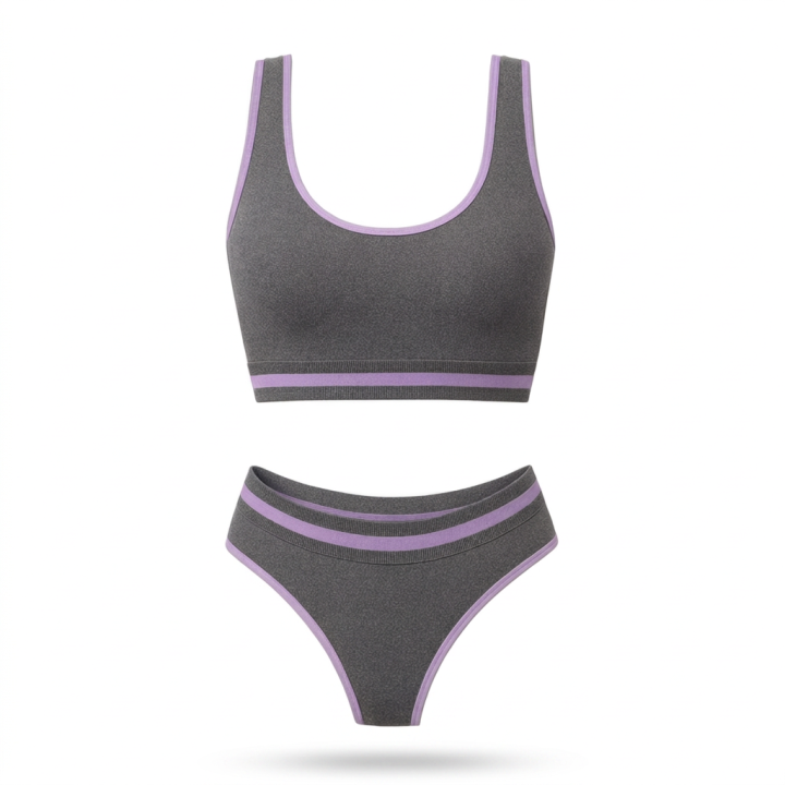 Conjunto deportivo con tanga  Eliana - Gris Acero