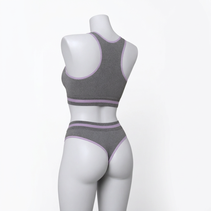 Conjunto deportivo con tanga  Eliana - Gris Acero