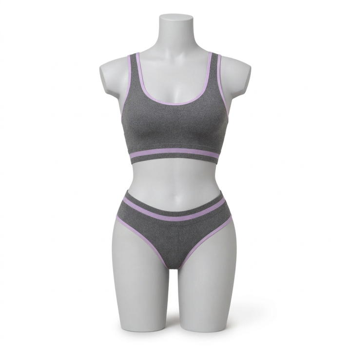 Conjunto deportivo con tanga  Eliana - Gris Acero