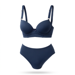Conjunto de sujetador con aros y tanga alta Lysandra - Azul Medianoche