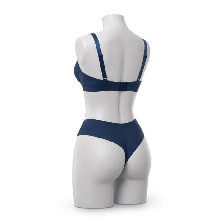 Conjunto de sujetador con aros y tanga alta Lysandra - Azul Medianoche