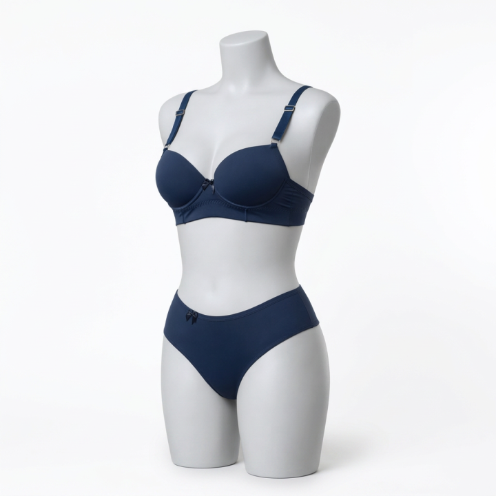 Conjunto de sujetador con aros y tanga alta Lysandra - Azul Medianoche