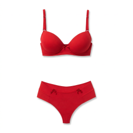 Conjunto liso con sujetador y tanga  Fiorenza - Rojo Rubí