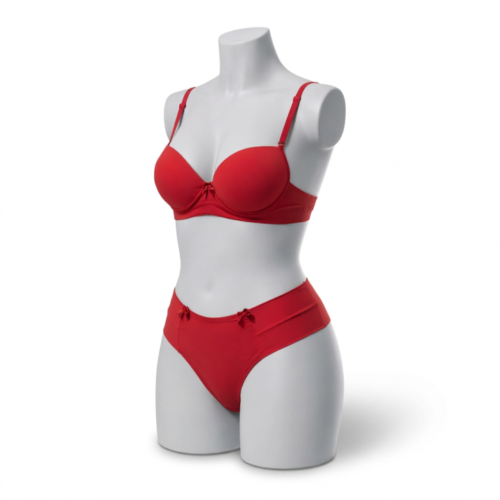 Conjunto liso con sujetador y tanga  Fiorenza - Rojo Rubí