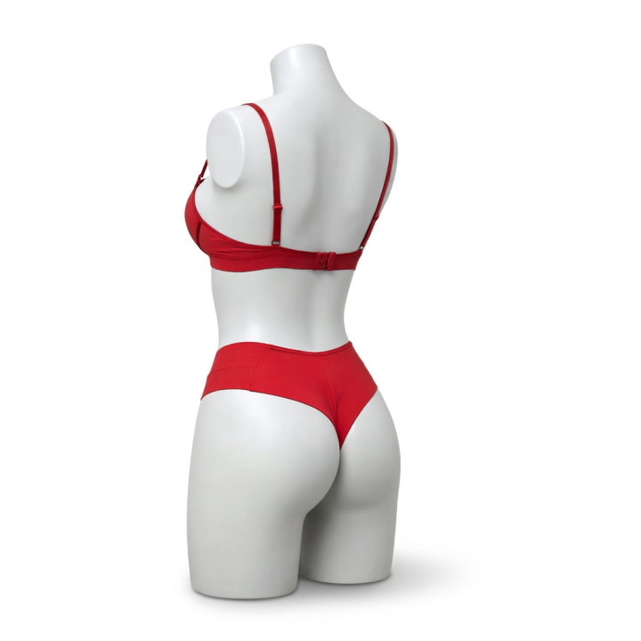 Conjunto liso con sujetador y tanga  Fiorenza - Rojo Rubí