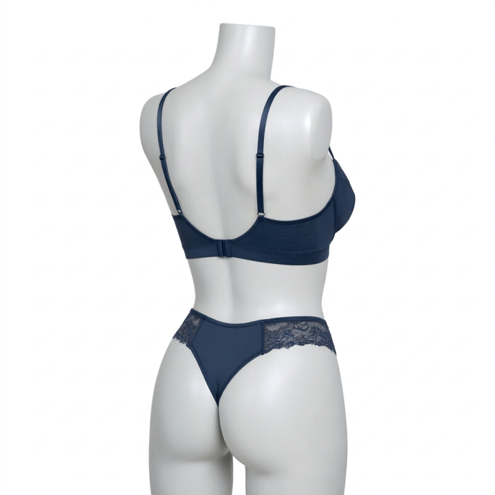 Set bez potpore s detaljima od čipke Samara - Ponoćno plava