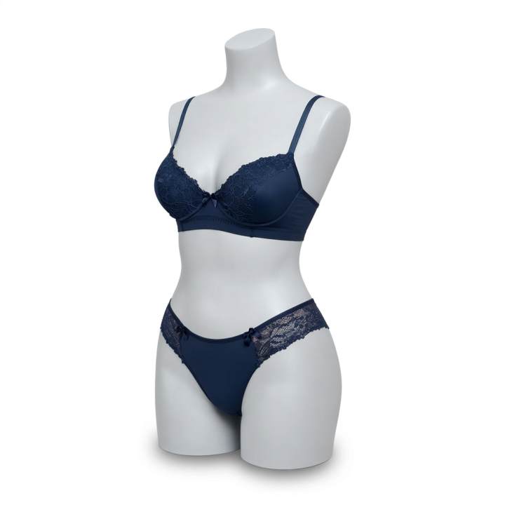 Conjunto senza imbottitura con dettagli in pizzo Samara - Blu Notte