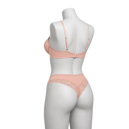 Conjunto con escote profundo y tanga  Cyrene - Rosa Pastel