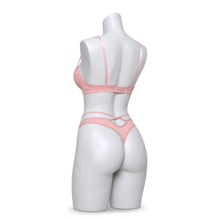 Conjunto strappy con encaje Aurora - Rosa Pastel