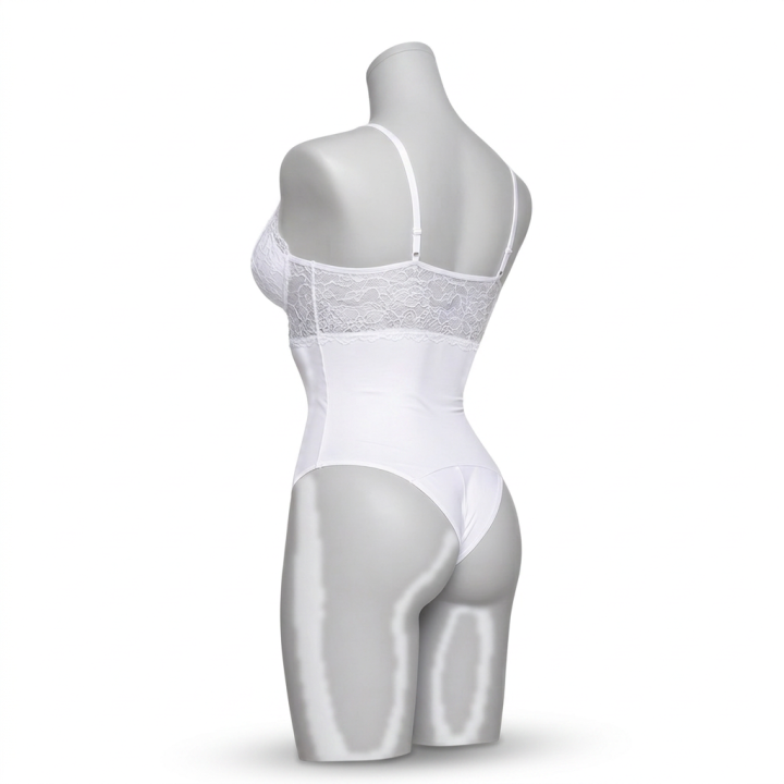 Body de encaje y microfibra Mariana - Blanco