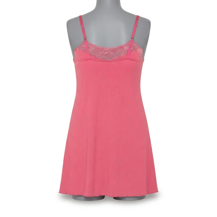 Camisón liso de microfibra Emilia - Rosa Sandía