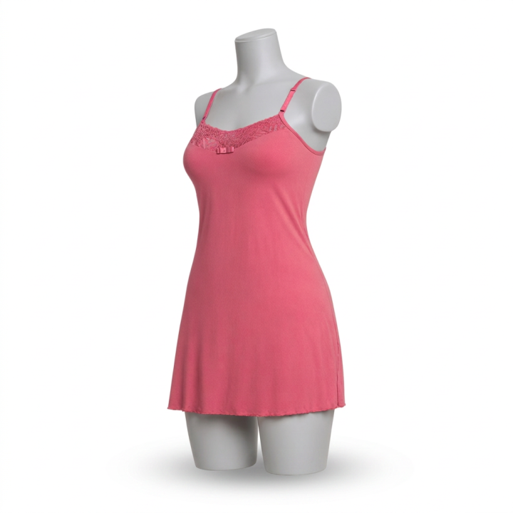 Camisón liso de microfibra Emilia - Rosa Sandía