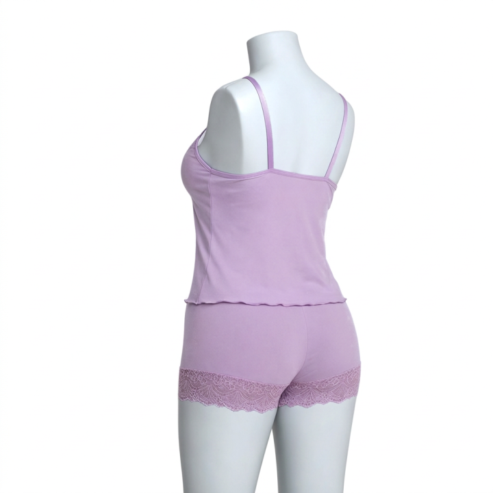 Baby Doll Liso con Encaje Esmé - Lavanda Suave