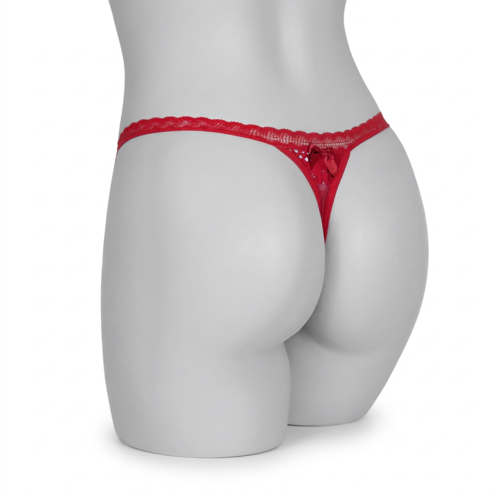 Tanga encaje lateral fino Celeste - Rojo Rubí
