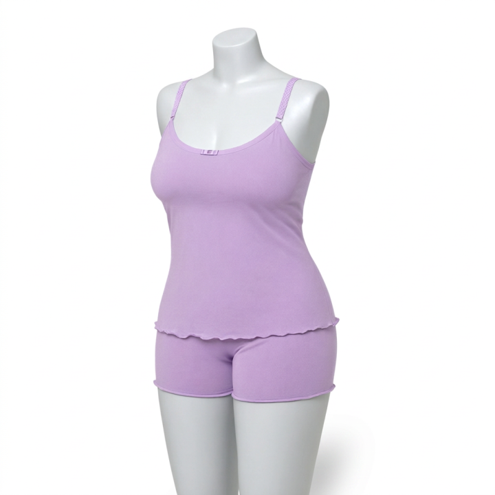Baby Doll plus size liso Adriana - Lavanda Suave