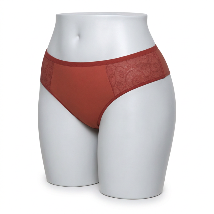 Tanga plus size con detalles en encaje Evelyn - Marrón Chocolate