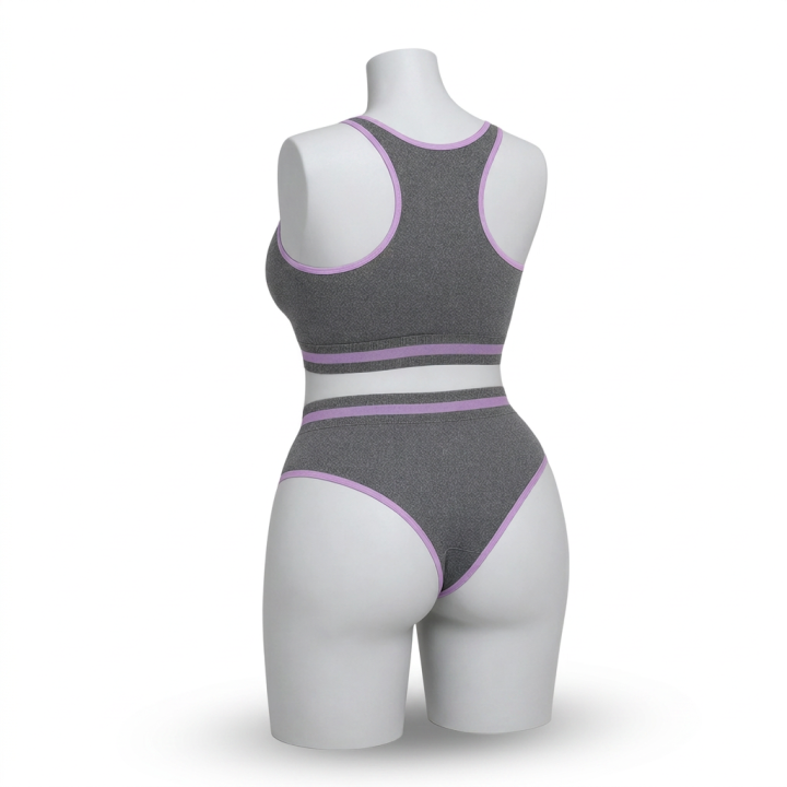 Conjunto plus size deportivo con tanga Jessica - Lavanda Suave